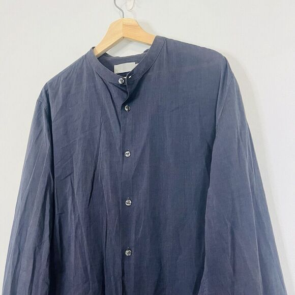 Vince Navy Mandarin Button Up Casual Shirt Large - Picture 3 of 6
